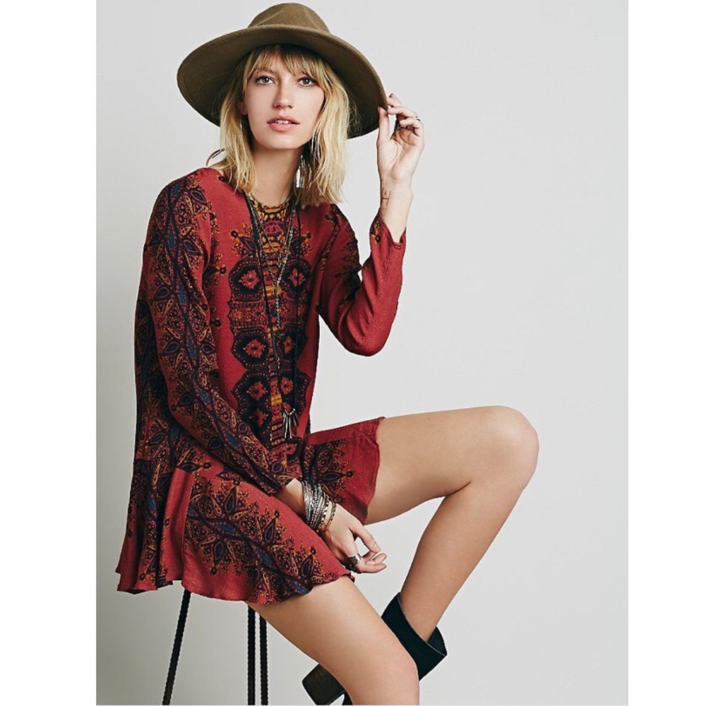 🖤FREE PEOPLE Smooth Talker print Tunic Minidress